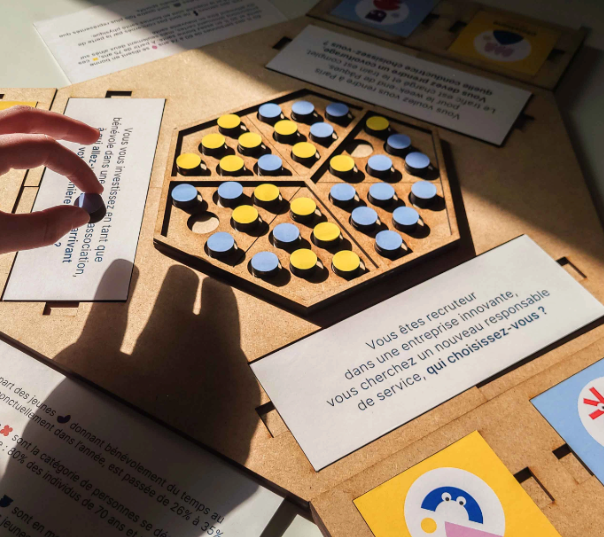 Photographie de l’outil pédagogique ‘Dilemme’ pour sensibiliser aux discriminations liées à l’âge.